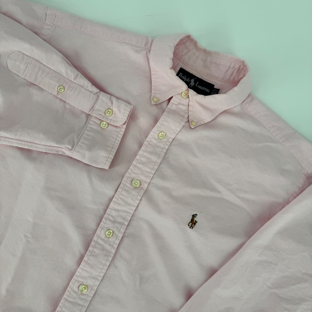 Ralph Lauren Yarmouth Oxford Button Down‎ Shirt Pink Long Sleeve Men L 16 32/33